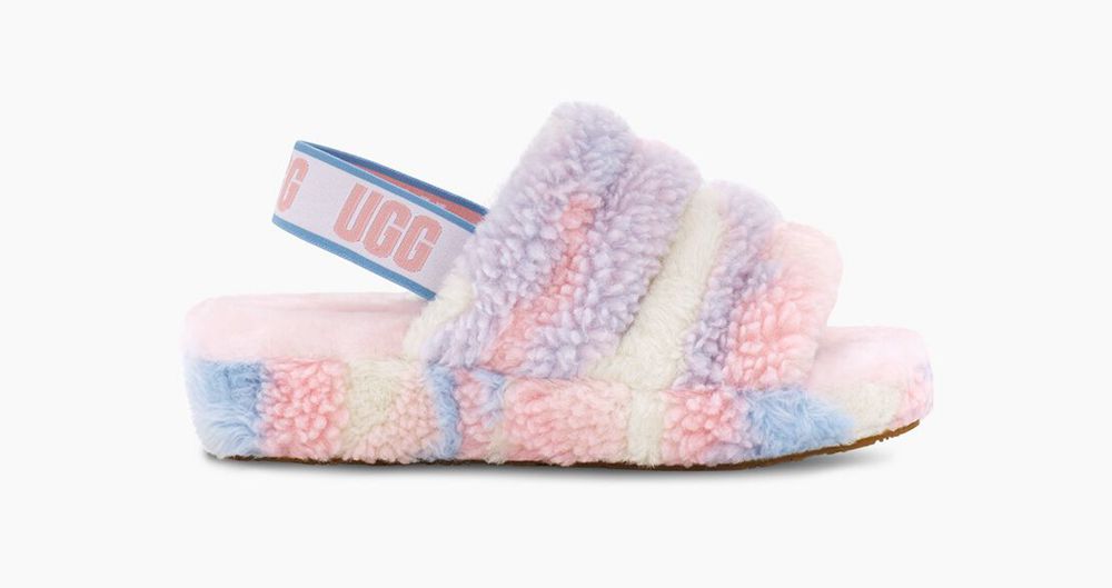 Ugg Slide Womens - Ugg Fluff Yeah Cali Collage Stripes - 958RBKJLG